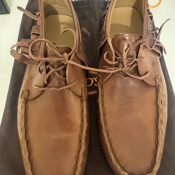 Tod's Tan Leather Slip-On Loafers - Picture 2 of 13